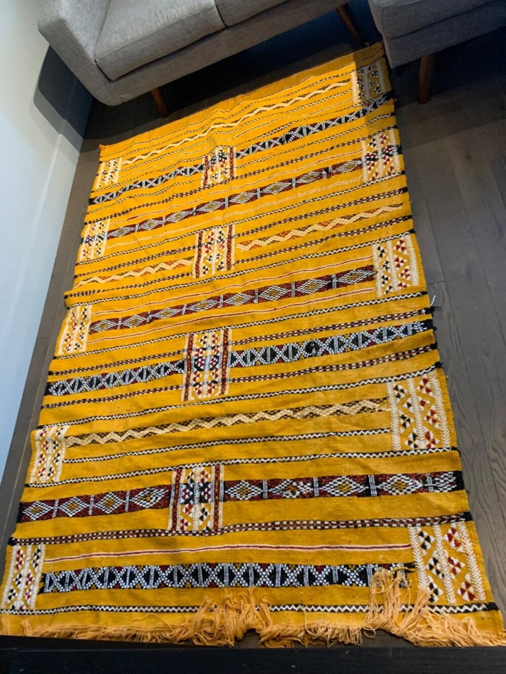 NEW handwoven Authentic Moroccan Rug Yellow rug, Kilim Rug Moroccan, lightweight